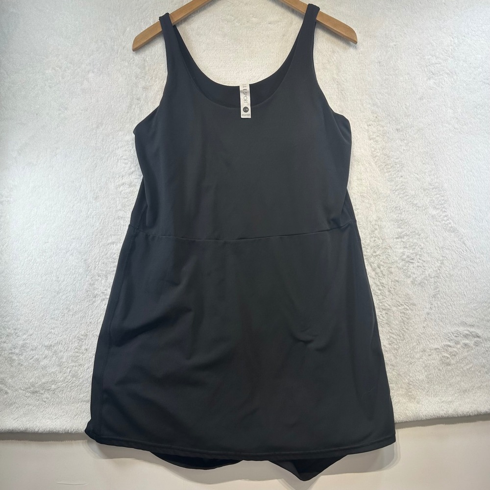 Elle Sport Tenniscore Athletic Exercise Dress Large Black Athleisure Sporty